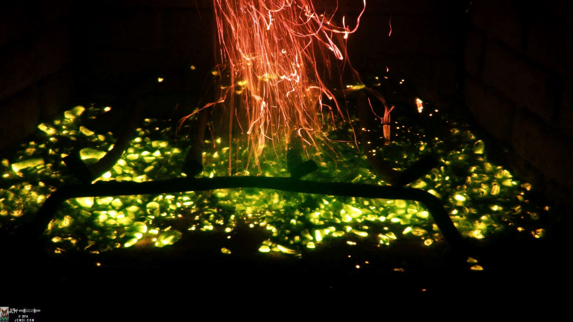 Long exposure still image from the JCMDI fireplace coals video V13860b